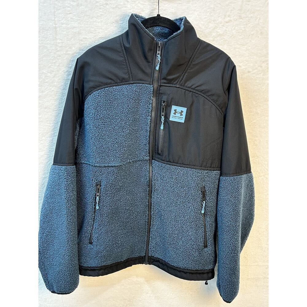 Under Armour Men's MD/M Loose Fit Full Zip Fleece Activewear Jacket Black Blue